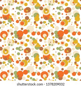 Modern vector abstract seamless geometric pattern with  circles in retro scandinavian style.Retro colored shapes with worn out texture.