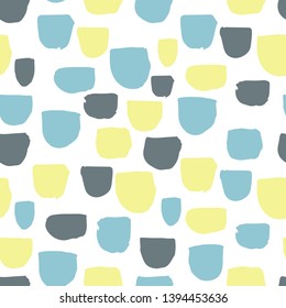 Modern vector abstract seamless geometric pattern with semicircles in scandinavian style. Abstract colorful pastels paint brush and scribble background.