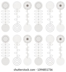 Modern vector abstract seamless geometric pattern with stylized  flowers and leaves in retro scandinavian style.