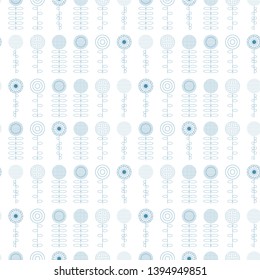 Modern vector abstract seamless geometric pattern with stylized  flowers and leaves in retro scandinavian style.
