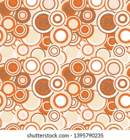 Modern vector abstract seamless geometric pattern with  circles in retro scandinavian style.Retro colored shapes with worn out texture.