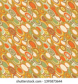 Modern vector abstract seamless geometric pattern with  circles in retro scandinavian style.Retro colored shapes with worn out texture.