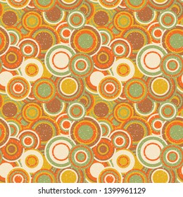 Modern vector abstract seamless geometric pattern with  circles in retro scandinavian style.Retro colored shapes with worn out texture.