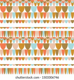 Modern vector abstract seamless geometric pattern with semicircles in retro scandinavian style. Pastel colored shapes  on white background.