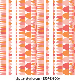 Modern vector abstract seamless geometric pattern with semicircles in retro scandinavian style. Pastel colored shapes  on white background.