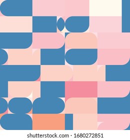 Moderne abstrakte Vektorillustration nahtlose geometrische Muster mit Halbkreisen, Kreisen und Quadraten im Retro-skandinavischen Stil. Hintergrund für Einladung, Webbanner, Branding-Paket, Stoffdruck, Tapete