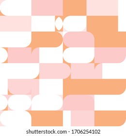 Modern vector abstract seamless geometric pattern with semicircles, circles and squares in retro scandinavian style. Illustration with geometric figures. Background for invitation, fabric, wallpaper