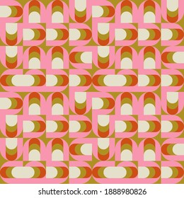 Patrón geométrico abstracto vectorial moderno con semicírculos y círculos de estilo retro escandinavo. Fondo de formas simples de color pastel.
