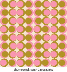 Modern vector abstract seamless geometric pattern with semicircles and circles in retro scandinavian style. Pastel colored simple shapes background.
