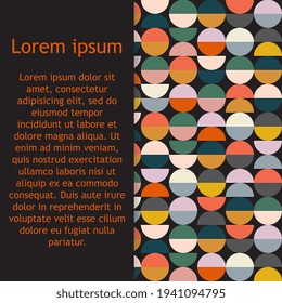 Modern vector abstract seamless geometric pattern with semicircles and circles in retro scandinavian style. Bright colorful geometry seamless pattern.