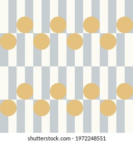Modern vector abstract seamless geometric pattern with semicircles and circles in retro scandinavian style. Pastel colored simple shapes mosaic background. Bauhaus design inspired background.