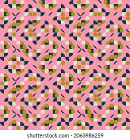 Patrón geométrico abstracto vectorial moderno con semicírculos y círculos de estilo retro escandinavo. Fondo de formas simples de color pastel.
