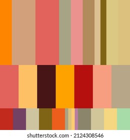 Modern vector abstract seamless geometric pattern with stripes, squares and rectangles in retro Scandinavian style. Colorful simple shapes mosaic. Bauhaus design inspired background.