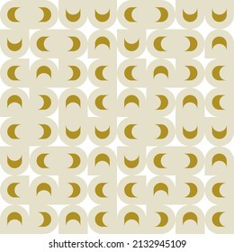 Modern vector abstract seamless geometric pattern with semicircles and circles in retro scandinavian style. Pastel colored simple shapes background.