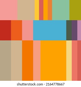 Patrón geométrico abstracto vectorial moderno con rayas, cuadrados y rectángulos en estilo retrotro escandinavo. Mosaico de formas simples y coloridas. Diseño inspirado en el diseño de Bauhaus.