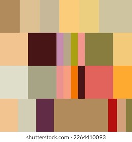 Modern vector abstract seamless geometric pattern with stripes, squares and rectangles in retro Scandinavian style. Colorful simple shapes mosaic. Bauhaus design inspired background.