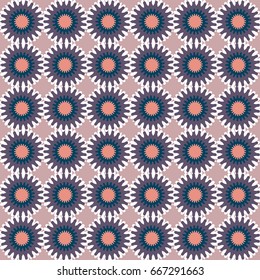 Modern vector abstract seamless geometric pattern with stylized flowers  in retro scandinavian style.
