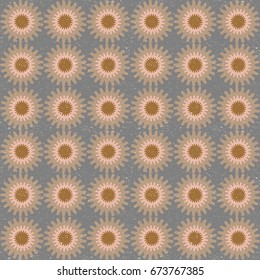 Modern vector abstract seamless geometric pattern with stylized flowers  in retro scandinavian style.