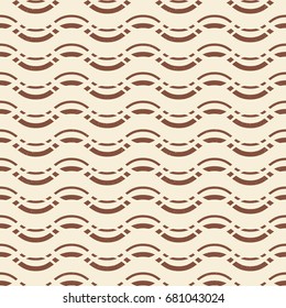 Modern vector abstract seamless geometric pattern with wave lines in retro  style. Vintage colors lines with worn out texture.