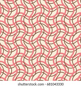 Modern vector abstract seamless geometric pattern with wave lines in retro style
