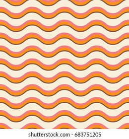 

Modern vector abstract seamless geometric pattern with wave lines in retro  style. Vintage colors lines with worn out texture.
