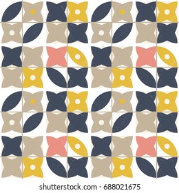 

Modern vector abstract seamless geometric pattern with wave lines in retro  style. Vintage colors lines with worn out texture.
