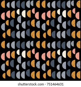 Modern vector abstract seamless geometric pattern with  semicircles in retro scandinavian style