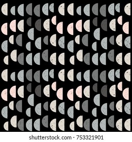 Modern vector abstract seamless geometric pattern with  semicircles in retro scandinavian style