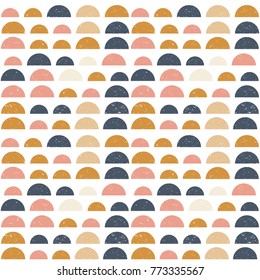 Modern vector abstract seamless geometric pattern with  semicircles in retro scandinavian style