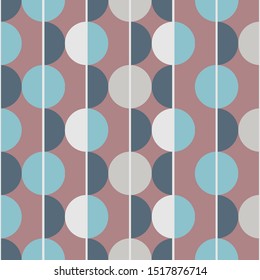 Modern vector abstract seamless pattern. Brown and grey semicircles on a brown background. Vertical lines