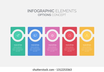 Modern vector abstract step label infographic elements. Can be used for workflow layout, diagram, number options, icons for 5 options, web design. illustration ,EPS10