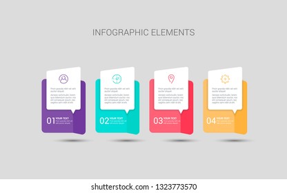 Modern vector abstract step label infographic elements. Can be used for workflow layout, diagram, number options, icons for 4 options, web design. illustration ,EPS10