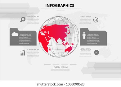 Modern vector abstract step lable infographic elements.can be used for global network connection. World map point and line.vector Illustration 