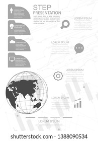 Modern vector abstract step lable infographic elements.can be used for global network connection. World map point and line.vector Illustration 