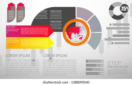 Modern vector abstract step lable infographic elements.can be used for global network connection. World map point and line.vector Illustration 
