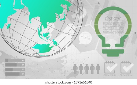 Modern vector abstract step lable infographic elements.can be used for global network connection. World map point and line.vector Illustration 