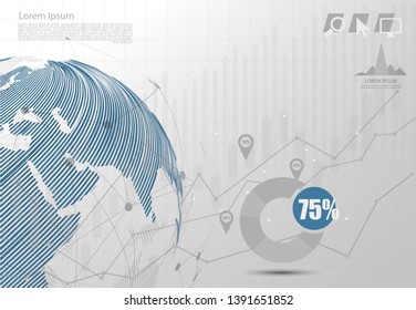 Modern vector abstract step lable infographic elements.can be used for global network connection. World map point and line.vector Illustration 