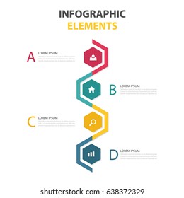 Modern vector abstract step lable infographic elements.can be used for workflow layout, diagram, number options, icons for 4 options, web design. Vertical illustration ,EPS10