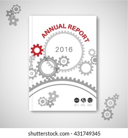 Modern Vector abstract technical brochure / report design template with cogwheels and gear