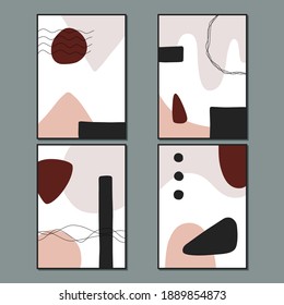 Modern vector abstract wall art printable. Hand drawn geometric shapes, dots and lines can be used for poster, magazines, calendars and other prints. Editable shapes and colors. Trendy interior design
