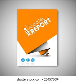 Modern Vector abstract white brochure / book / flyer design template with orange paper