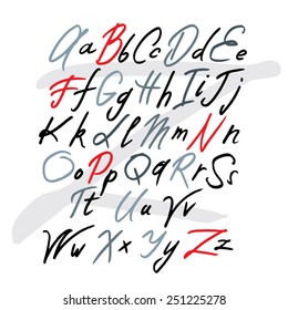 Modern Vector Alphabet. Hand drawn letters written by brush. Painted Alphabet.