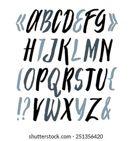 Modern Vector Alphabet. Hand drawn letters written by brush. Painted Alphabet.