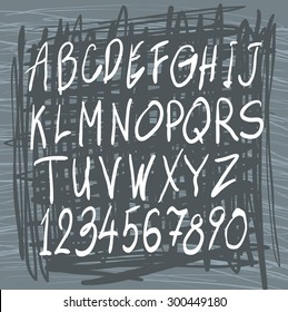 Modern Vector Alphabet. Hand drawn letters written by brush. Painted Alphabet.