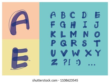 Modern vector alphabet set. Contains graphic style. Colorful vector alphabet set
