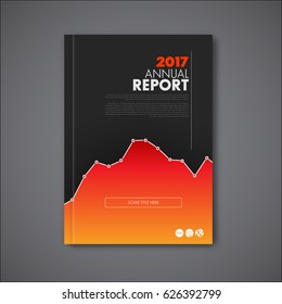 Modern Vector Annual Report Review Design Template With Big Graph. Template Of The Report Front Page - Dark Cover Illustration.