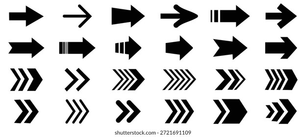 Modern Vector Arrow Icons Collection – Diverse Arrows Set for Web, UI, and Graphic Design
