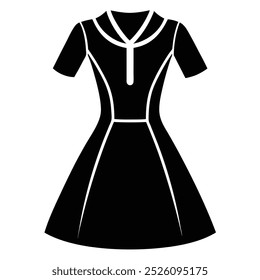 Diseño de Arte vectorial moderno de un vestido de cuello de muesca para las niñas, mostrando la moda de moda. Perfecto para uso digital en diseño de prendas de vestir, ilustraciones de moda o gráficos con estilo.
