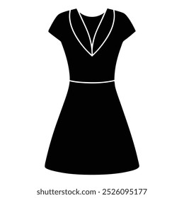Diseño de Arte vectorial moderno de un vestido de cuello de muesca para las niñas, mostrando la moda de moda. Perfecto para uso digital en diseño de prendas de vestir, ilustraciones de moda o gráficos con estilo.