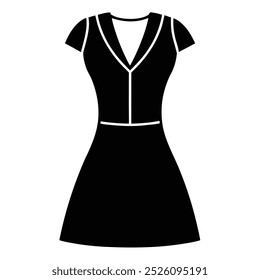 Modern vector art design of a notch neck dress for girls, showcasing trendy fashion. Perfect for digital use in apparel design, fashion illustrations, or stylish graphics.